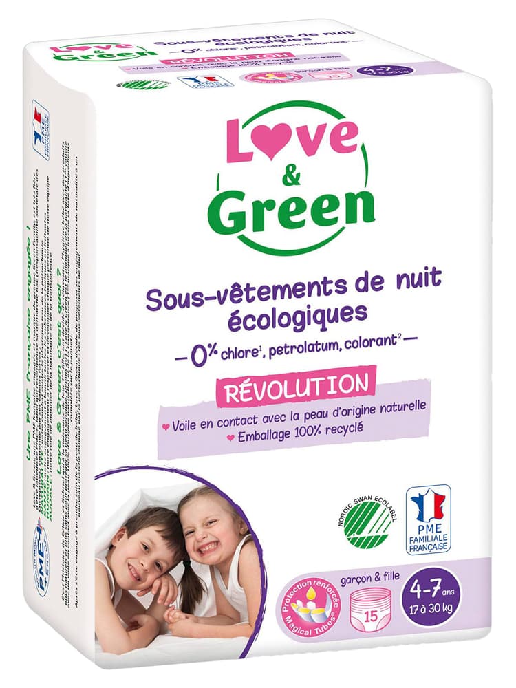 Love & Green Sous-Vêtements de Nuit Enfants Écologiques 4-7 Ans x 15